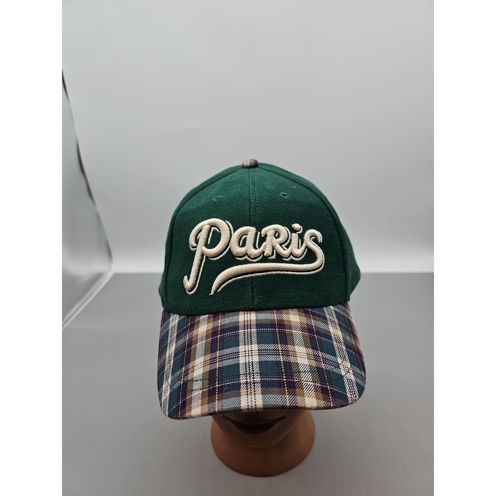Paris Big Spell‎ Out Cap Adult Adjustable Checkered Green Hat